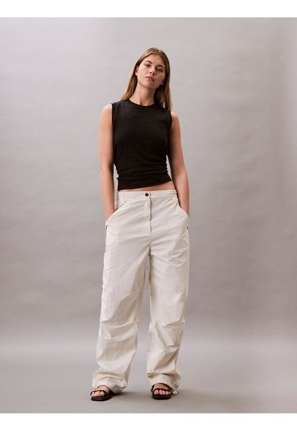 Pantalones Blanco Parachute De Nailon Suave Calvin Klein