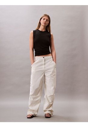 Pantalones Blanco Parachute De Nailon Suave Calvin Klein