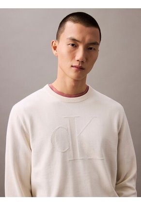 Saco Blanco Tejido De Algodón Con Logo Tonal Calvin Klein