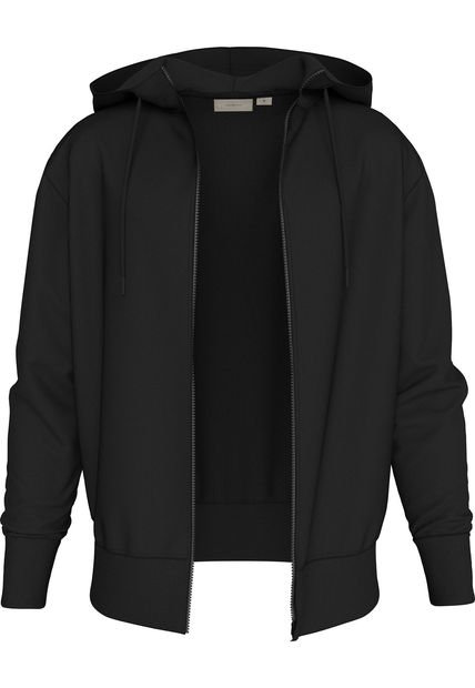 Buzo Negro Con Capota Y Logo Tape Calvin Klein