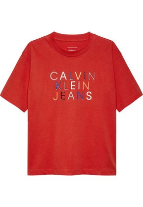 Camiseta Roja Holgada Con Logo Para Niño Calvin Klein