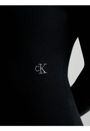 Vestido Con Espalda Abierta De Punto Algodón Mujer Negro Calvin Klein