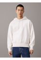 Buzo Blanco Relaxed Con Capota Y Estampado En La Espalda de Calvin Klein