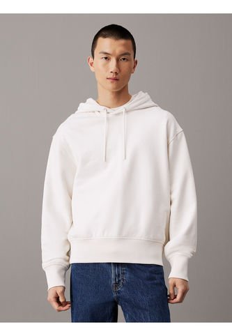 Buzo Blanco Relaxed Con Capota Y Estampado En La Espalda Calvin Klein