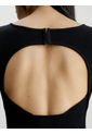 Vestido Con Espalda Abierta De Punto Algodón Mujer Negro Calvin Klein de Calvin Klein