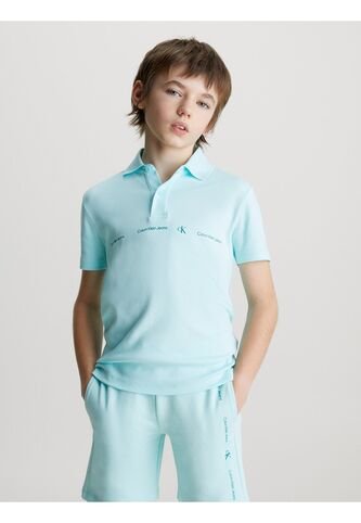Polo Azul Niño Con Logo Repetido Calvin Klein Calvin Klein