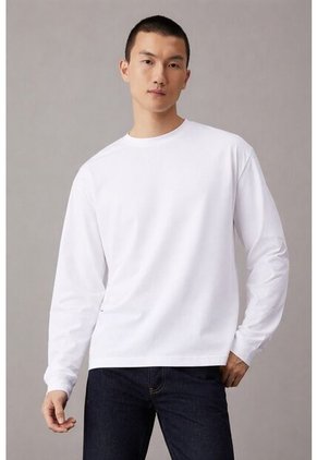 Camiseta Blanca De Manga Larga Con Estampado Gráfico Calvin Klein