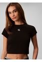 Camiseta Negra Baby Con Monograma Bordado Calvin Klein de Calvin Klein