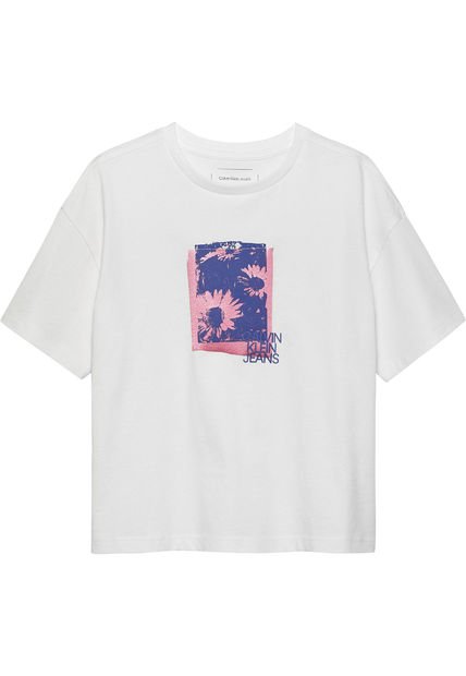 Camiseta Blanca Flower Graphic Para Niña Calvin Klein