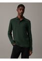 Polo Verde Slim De Manga Larga Para Hombre Calvin Klein de Calvin Klein