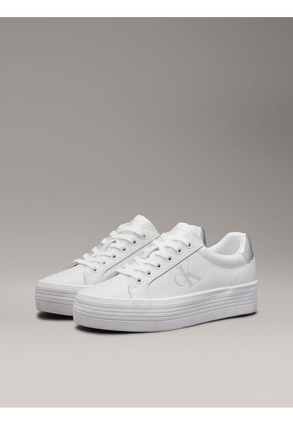 Tenis Blanco De Plataforma De Cuero Calvin Klein