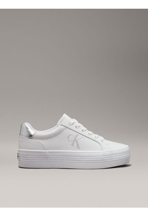 Tenis Blanco De Plataforma De Cuero Calvin Klein