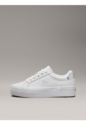 Tenis Blanco De Plataforma De Cuero Calvin Klein