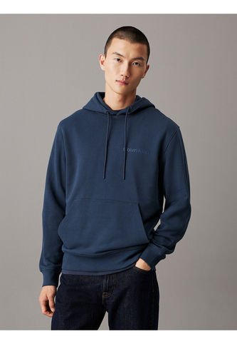 Buzo Azul Con Capota Y Logo Tonal Calvin Klein Calvin Klein