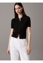 Top Negro Tipo Polo Cropped De Punto Liso Calvin Klein de Calvin Klein