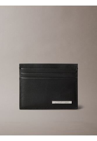 Tarjetero Negro De Cuero Con Placa Calvin Klein Calvin Klein