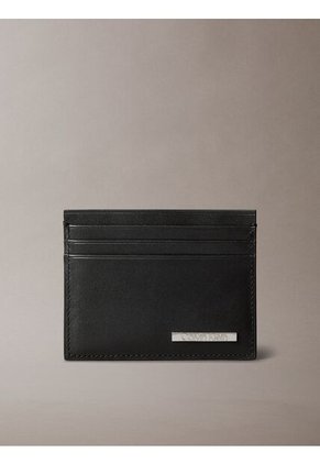 Tarjetero Negro De Cuero Con Placa Calvin Klein
