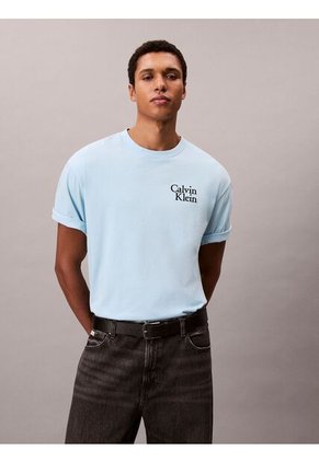 Camiseta Celeste Holgada Con Logo Gráfico Con Letras Calvin Klein