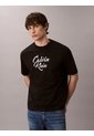 Camiseta Negra De Algodón Grueso Con Logo Cursivo Calvin Klein de Calvin Klein