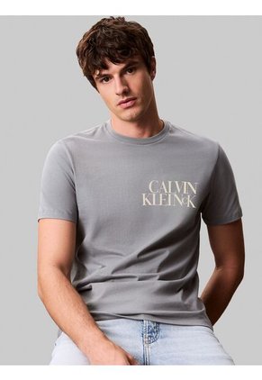 Camiseta Verde Con Diseño Apilado Calvin Klein