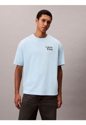 Camiseta Celeste Holgada Con Logo Gráfico Con Letras Calvin Klein
