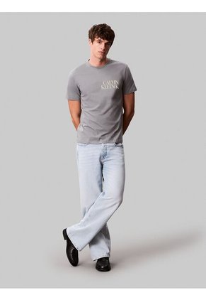 Camiseta Verde Con Diseño Apilado Calvin Klein