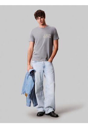 Camiseta Verde Con Diseño Apilado Calvin Klein