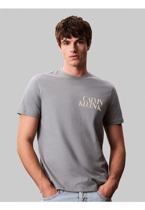 Camiseta Verde Con Diseño Apilado Calvin Klein