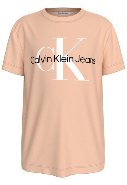 Camiseta Niño Naranja Unisex Con Logo Calvin Klein