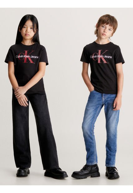 Camiseta Niño Negra Unisex Con Logo Calvin Klein