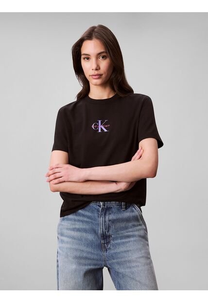 Camiseta Negra Classic Con Monograma Calvin Klein