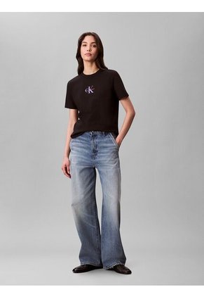 Camiseta Negra Classic Con Monograma Calvin Klein