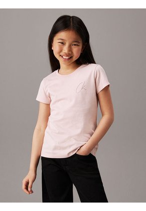 Camiseta Niña Rosada Slim Con Logo Calvin Klein