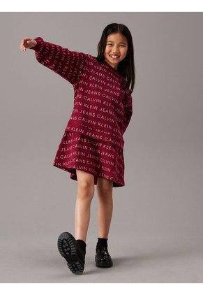 Vestido Vino Niña Vino Estilo Saco Oversized Con Logo Calvin Klein