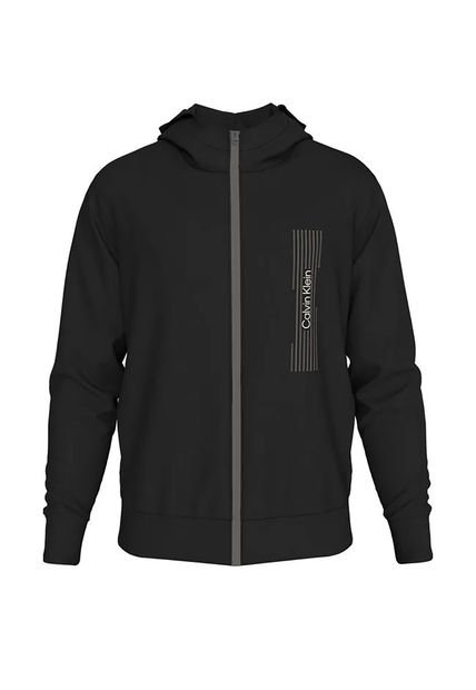 Buzo Negro Con Capota Y Logo Horizontal Calvin Klein
