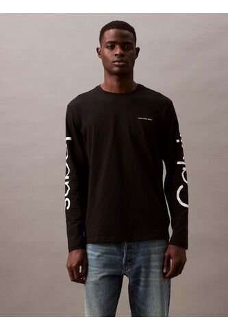 Camiseta Negra De Manga Larga Con Logo Viajero Calvin Klein Calvin Klein