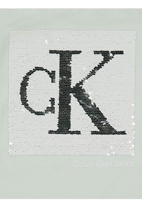 Camiseta Con Logotipo De Lentejuelas Niña Verde Calvin Klein