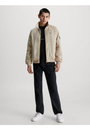 Chaqueta Bomber De Poliéster Reciclado Hombre Beige Calvin Klein