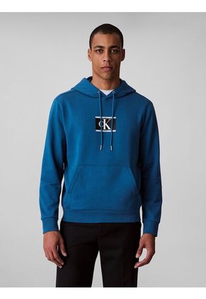 Buzo Azul De Felpa Con Monograma Calvin Klein