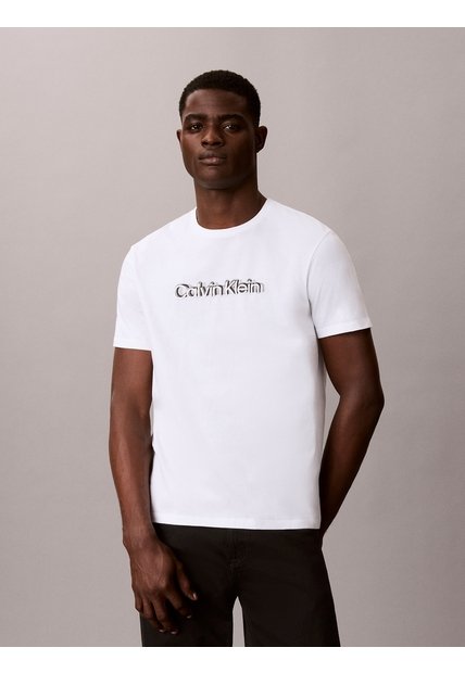 Camiseta Blanca Con Logo Gráfico Calvin Klein