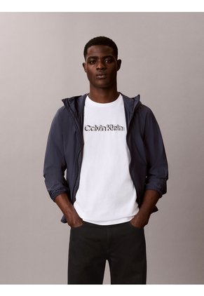 Camiseta Blanca Con Logo Gráfico Calvin Klein
