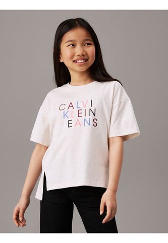 Camiseta Niña Gris Holgada Con Logo Calvin Klein Calvin Klein