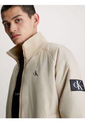 Chaqueta Bomber De Poliéster Reciclado Hombre Beige Calvin Klein