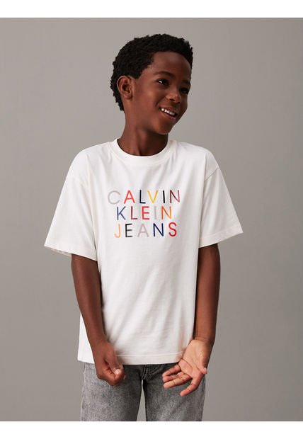 Camiseta Blanca Holgada Con Logo Para Niño Calvin Klein