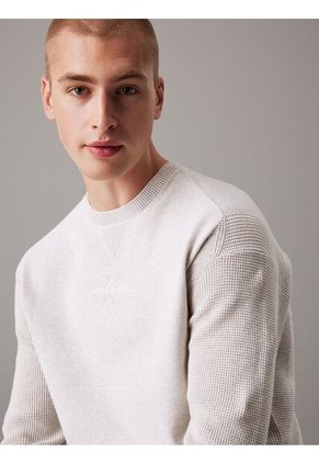 Saco Gris Tejido Con Monograma Calvin Klein