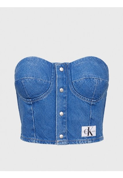 Crop Top Azul De Jeans Para Mujer Calvin Klein
