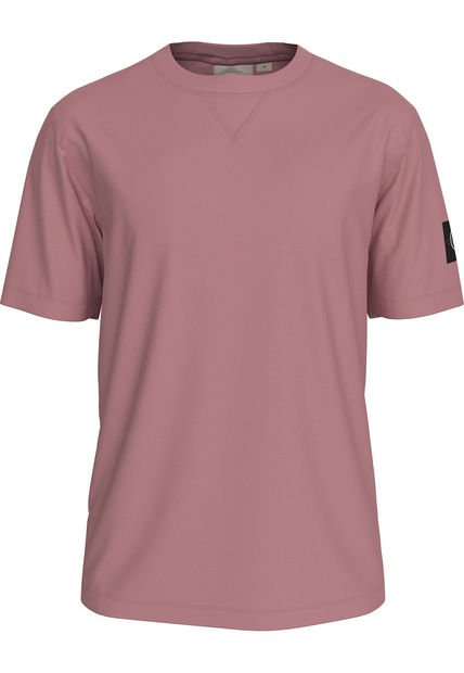 Camiseta Rosada De Algodón Con Insignia Calvin Klein