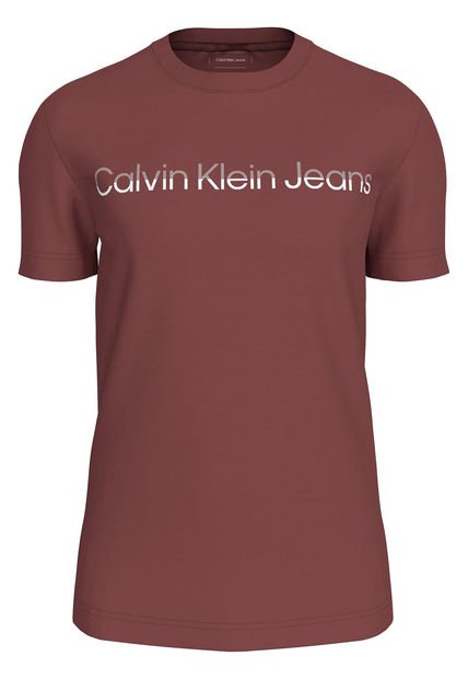 Camiseta Roja Con Logo Institutional Bicolor Calvin Klein