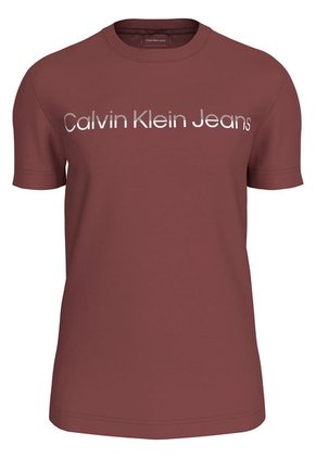 Camiseta Roja Con Logo Institutional Bicolor Calvin Klein