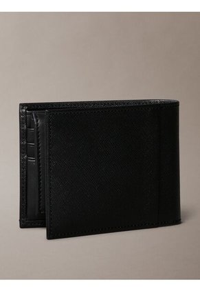 Billetera Negra Plegable De Cuero Calvin Klein